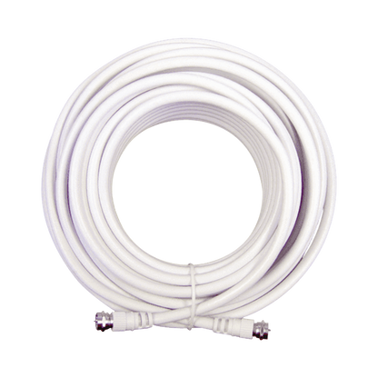 Jumper Coaxial con Cable Tipo RG-6 en Color Blanco de 15.24 Metros (50 Pies) de Longitud y Conectores F Macho en Ambos Extremos. 75 Ohm de Impedancia.