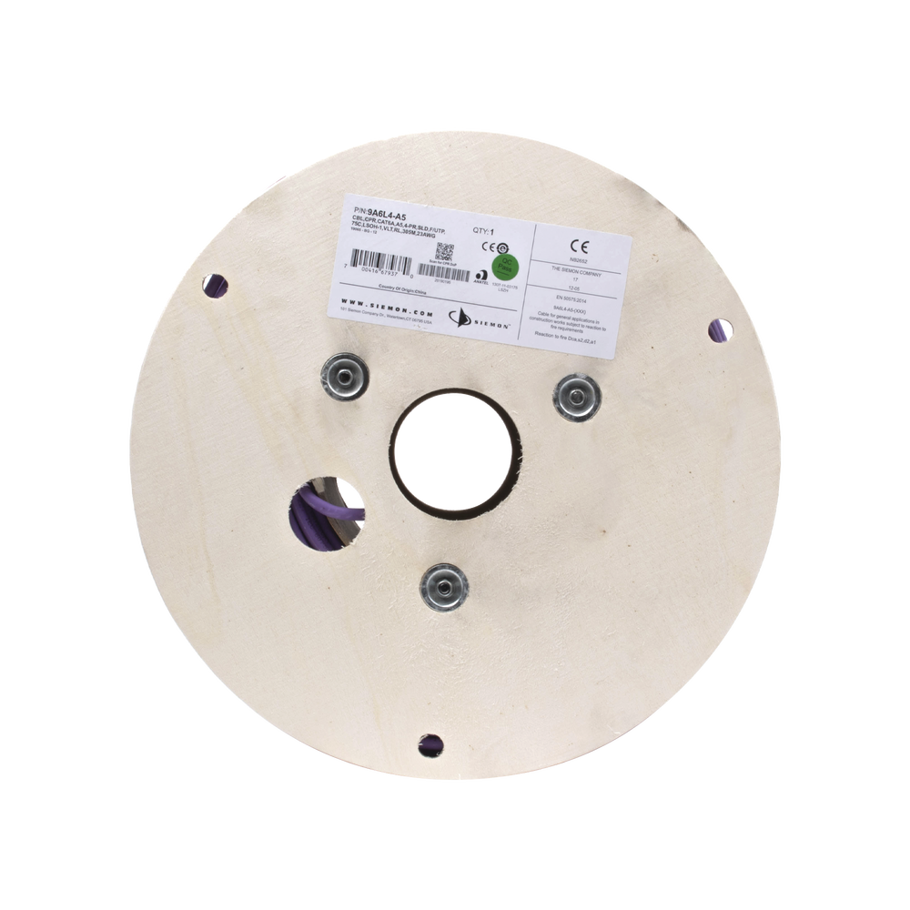 Bobina de Cable Blindado F/UTP de 4 Pares, Z-MAX, Cat6A, Soporte de Aplicaciones 10GBase-T, LS0H (Libre de Gases Toxicos), Color Violeta, 305 Metros (1000 Pies)