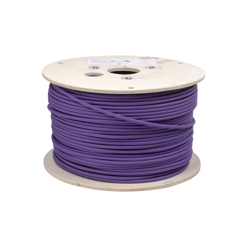 Bobina de Cable Blindado F/UTP de 4 Pares, Z-MAX, Cat6A, Soporte de Aplicaciones 10GBase-T, LS0H (Libre de Gases Toxicos), Color Violeta, 305 Metros (1000 Pies)