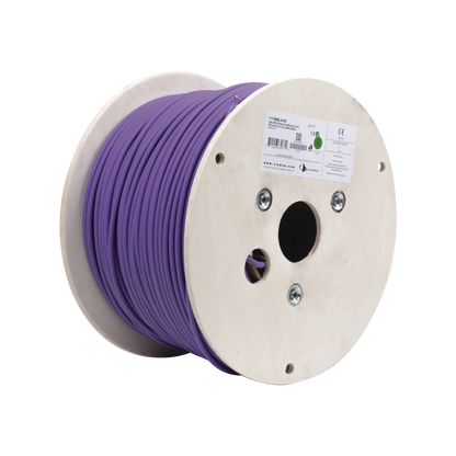 Bobina de Cable Blindado F/UTP de 4 Pares, Z-MAX, Cat6A, Soporte de Aplicaciones 10GBase-T, LS0H (Libre de Gases Toxicos), Color Violeta, 305 Metros (1000 Pies)