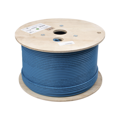 Bobina de Cable Blindado F/UTP de 4 Pares, Z-MAX, Cat6A, Soporte de Aplicaciones 10GBase-T, CMR (Riser), Color Azul, 305 Metros (1000 Pies)