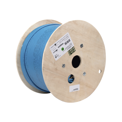 Bobina de Cable Blindado F/UTP de 4 Pares, Z-MAX, Cat6A, Soporte de Aplicaciones 10GBase-T, CMR (Riser), Color Azul, 305 Metros (1000 Pies)
