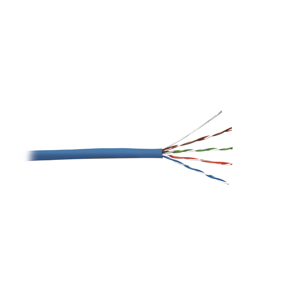 Bobina de Cable UTP de 4 pares, Cat5e, PVC (CMR, Riser), Color Azul, 24 AWG, 305m