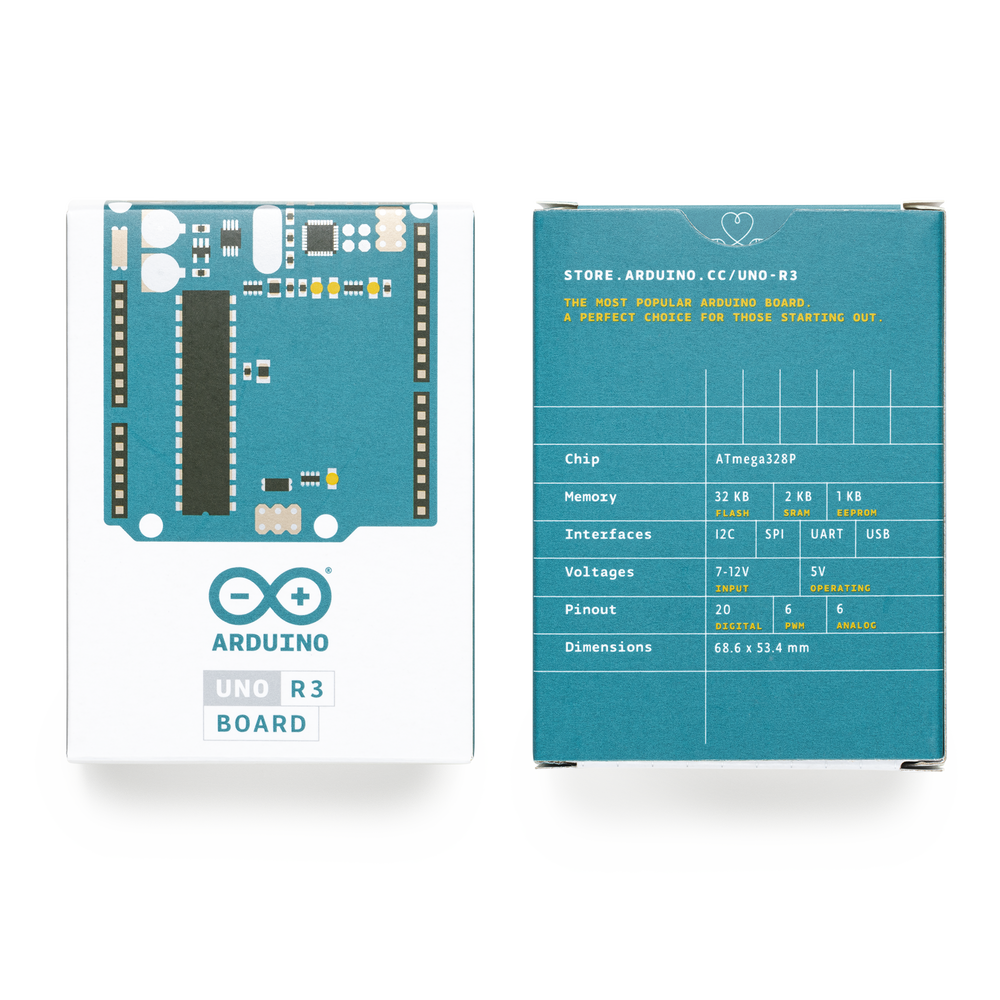 Placa de Desarrollo Arduino UNO R3 / Microcontrolador ATmega328P / 14 Pines Digitales / 6 Entradas Analógicas / USB-B / Compatibilidad Shields / Educación e Industria