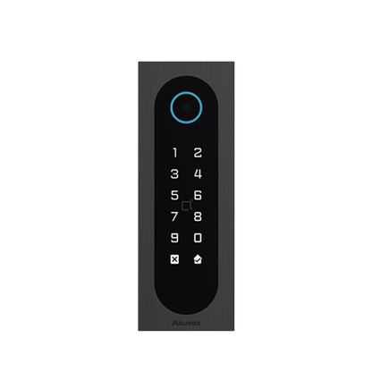 Control de Acceso Slim Akuvox A08S / Aluminio y Vidrio Templado / IP65 & IK09 / Capacidad para 20,000 Tarjetas / Métodos de Acceso Multi (QR, Bluetooth, PIN, RFID) / Soporta Wiegand / 1 Salida de Relay
