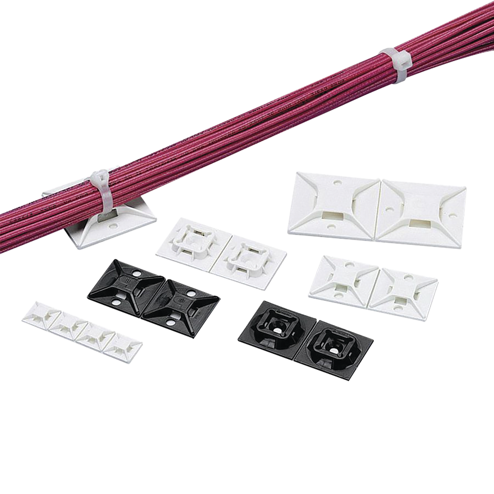 Montaje-Sujetador Para Cable de 4 Vías, con Adhesivo, 25.4 x 25.4mm (1in x 1in), Color Blanco, Uso en Interior, 1 pieza