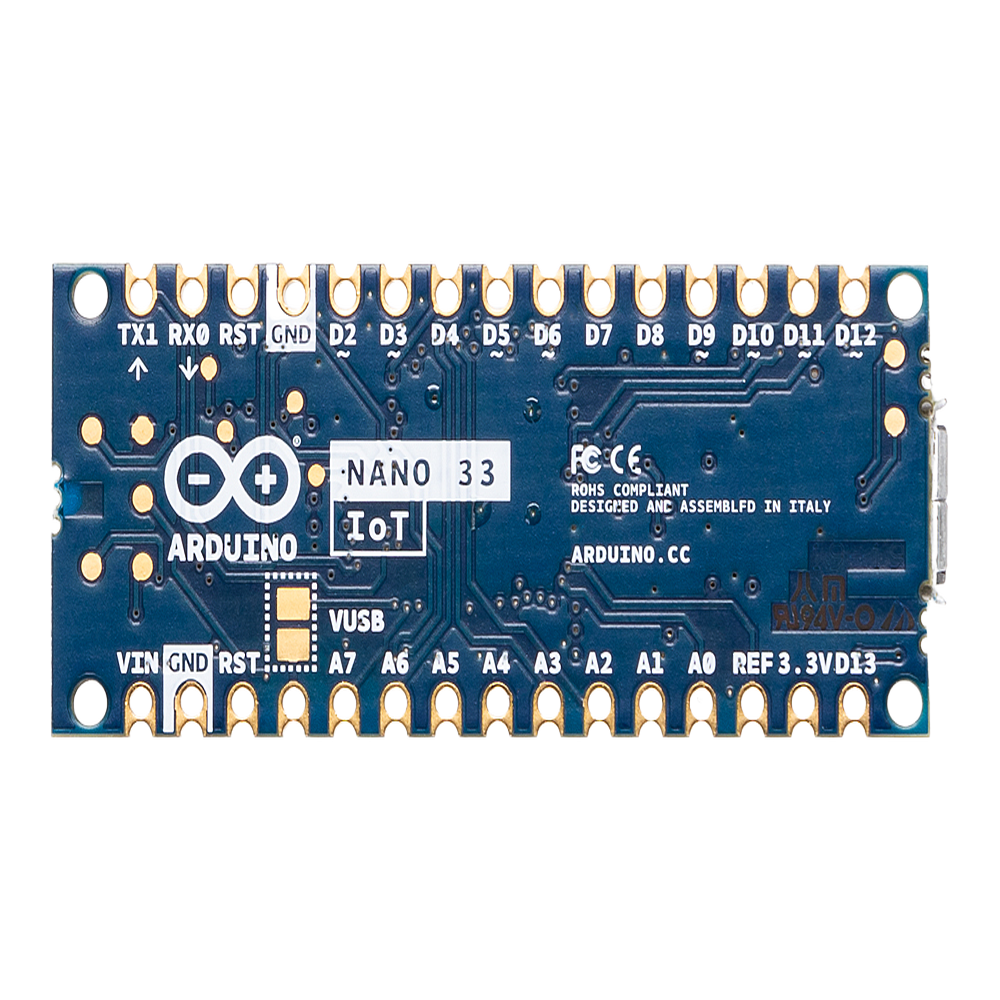 Placa de Desarrollo IoT / Arduino Nano 33 IoT / Cortex-M0+ SAMD21 / Wi-Fi + Bluetooth / Chip Criptográfico ATECC608A / IMU 6 Ejes / Compatible Arduino IDE