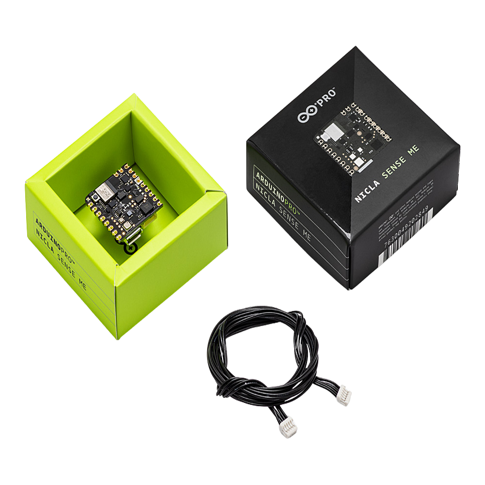 Placa de Desarrollo IoT / Arduino Nicla Sense ME / 4 Sensores Bosch Industrial / Bluetooth 5.0 / nRF52832 Cortex-M4F 64MHz / 512KB Flash + 2MB Externa / BHI260AP IMU 6 Ejes / BME688 Gas VOC / BMP390 Presión / BMM150 Magnetómetro