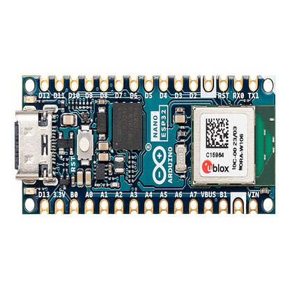 Placa Desarrollo Arduino Nano ESP32 / Microcontrolador ESP32-S3 Dual-Core 240 MHz / Wi-Fi 4 802.11 b/g/n + Bluetooth LE 5.0 / 16 MB Flash Externa + 8 MB PSRAM / Compatibilidad Arduino Cloud + MicroPython / USB-C + Conectividad IoT