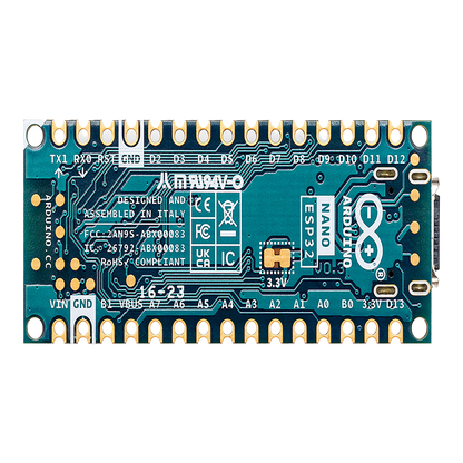 Placa Desarrollo Arduino Nano ESP32 / Microcontrolador ESP32-S3 Dual-Core 240 MHz / Wi-Fi 4 802.11 b/g/n + Bluetooth LE 5.0 / 16 MB Flash Externa + 8 MB PSRAM / Compatibilidad Arduino Cloud + MicroPython / USB-C + Conectividad IoT
