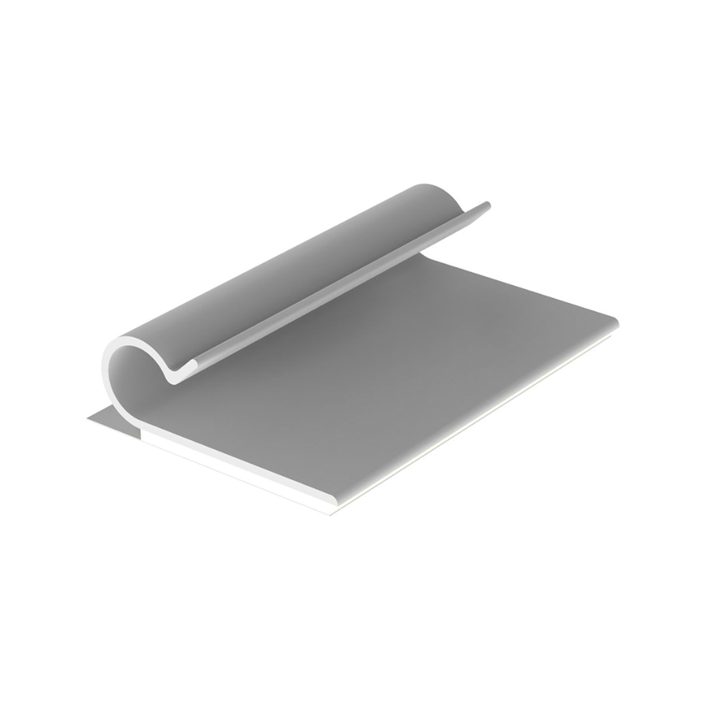 Clip Adhesivo Tipo J, Para Cables de Hasta 6.4 mm de Diametro, Uso Interior, Color Gris, Paquete de 100pz
