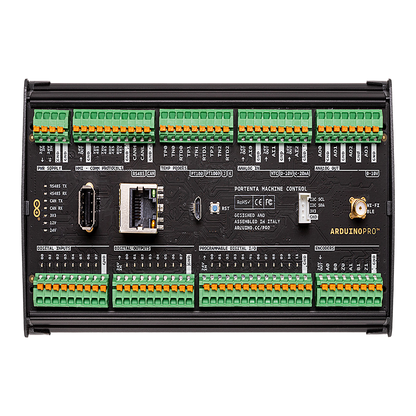 Controlador Industrial Arduino Portenta Machine Control / STM32H747XI Dual Cortex / 24V DC / 8 Entradas Digitales / 8 Salidas Digitales / 12 I/O Programables / 3 Entradas Analógicas / 4 Salidas Analógicas / 3 Canales Temperatura / CAN / Ethe