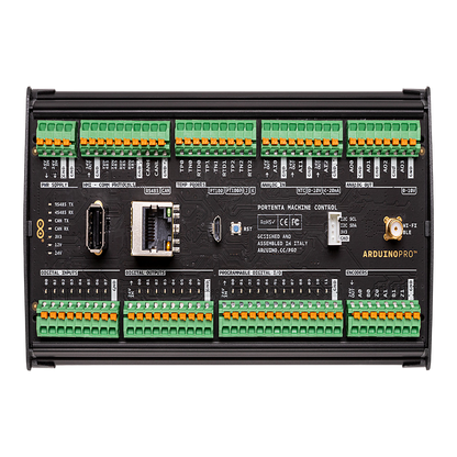 Controlador Industrial Arduino Portenta Machine Control / STM32H747XI Dual Cortex / 24V DC / 8 Entradas Digitales / 8 Salidas Digitales / 12 I/O Programables / 3 Entradas Analógicas / 4 Salidas Analógicas / 3 Canales Temperatura / CAN / Ethe