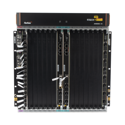 OLT Carrier Class Modular GPON, 14 Ranuras de Servicio, Incluye 1 Tarjeta de Servicio, Doble fuente -48Vcc, 11 UR, Gestión por UNM2000, CLI, Incluye Instalación de software UNM2000, (Interoperabilidad con ONU´s de Terceros sin Costo)