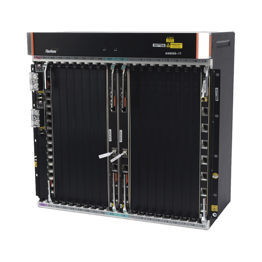 OLT Carrier Class Modular GPON, 16 Ranuras de Servicio, Incluye 1 Tarjeta de Servicio, crecimiento hasta 256 puertos GPON o 128 XGPON, Gestión por UNM2000, CLI, (Incluye Instalación de Software UNM2000)
