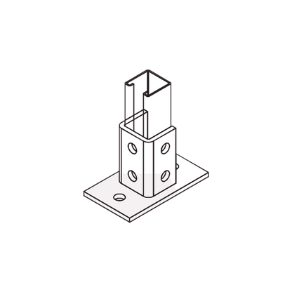 Base Rectangular con 2 perforaciones para Perfil Sencillo.