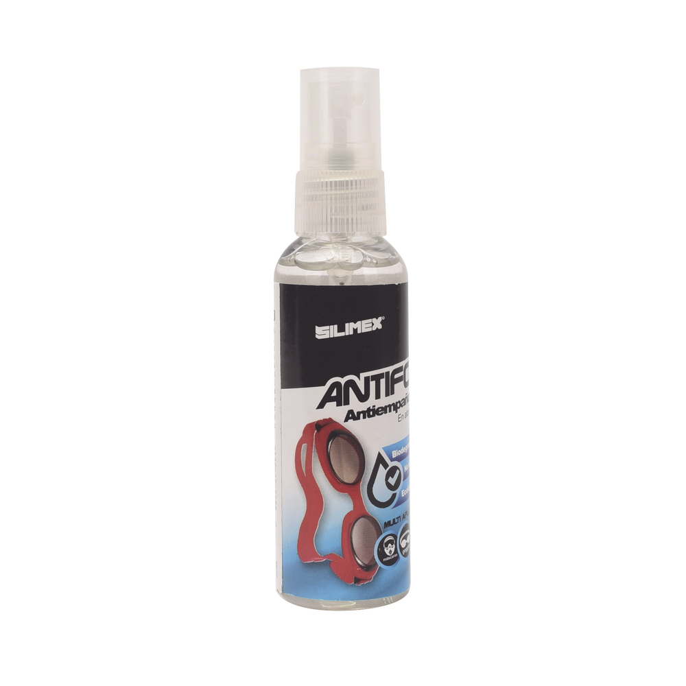 Antiempañante, ideal para eliminar problemas de empañamiento en googlees, mascaras, cascos, lentes, bote 60 ml