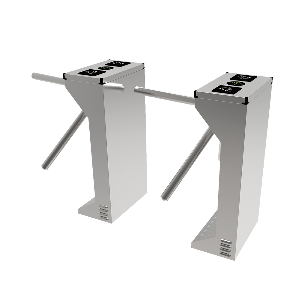 (MOTORIZADO, SIN CONTACTO),Torniquete Industrial en Acero Inoxidable, Bidireccional, USO RUDO, Espacio para Lectora de Proximidad