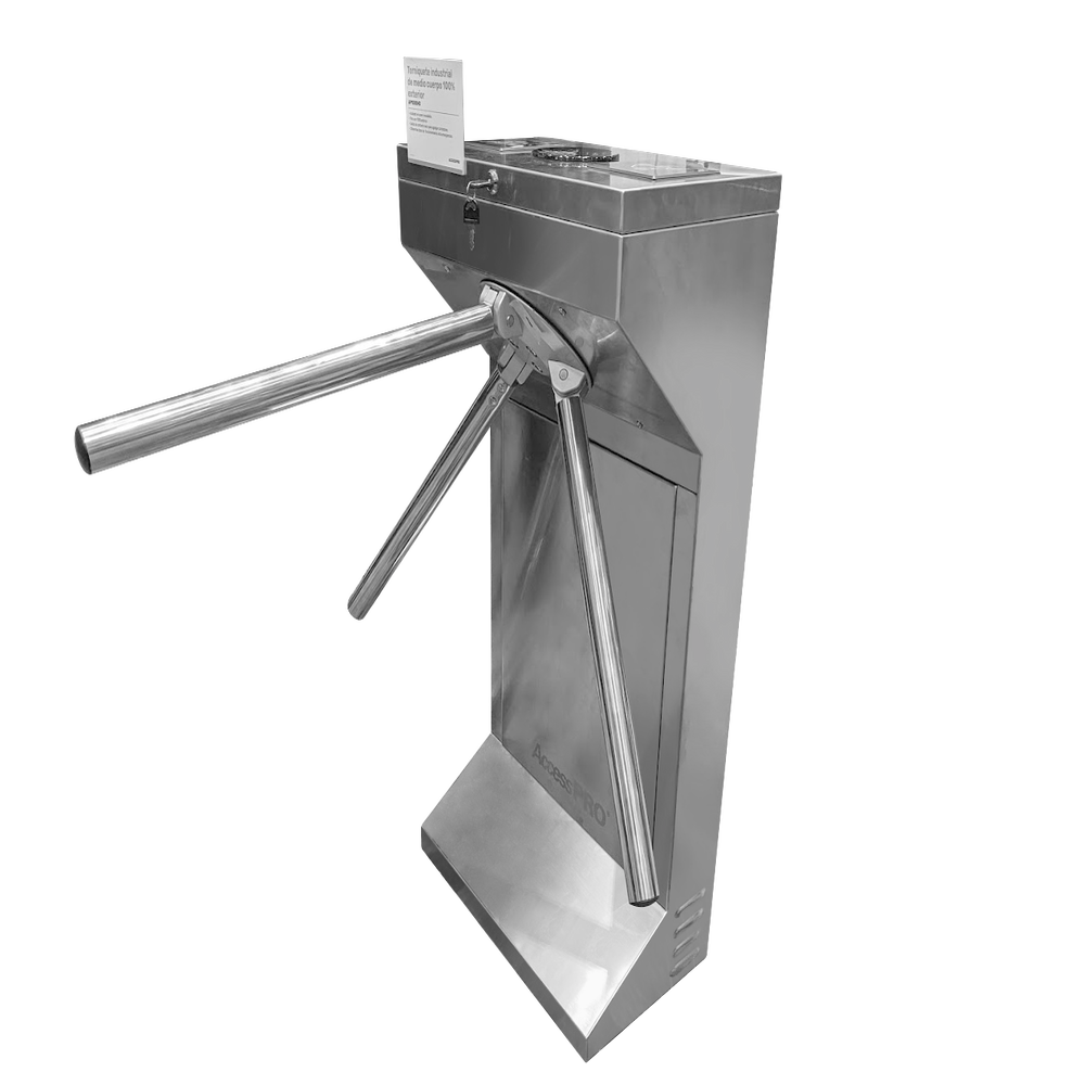 (MOTORIZADO, SIN CONTACTO),Torniquete Industrial en Acero Inoxidable, Bidireccional, USO RUDO, Espacio para Lectora de Proximidad