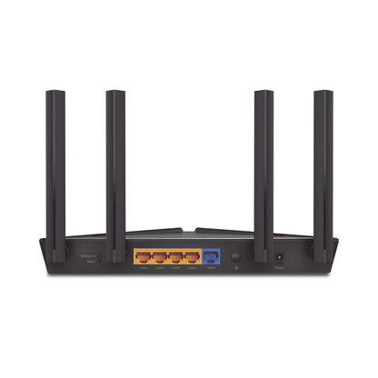 Router WiFi 6 doble banda AX 1800 Mbps /  MU-MIMO y OFDMA / 1 Puerto WAN 10/100/1000 Mbps / 4 Puertos LAN 10/100/1000 Mbps / 4 Potentes Antenas / Compatible con EasyMESH