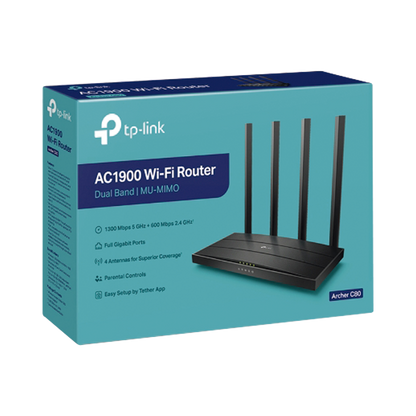 Router inalámbrico WiFi 5 ac / Wave 2 MU-MIMO 3x3 1900 Mbps / Doble Banda 2.4 y 5 GHz / 1 puerto WAN 10/100/1000 Mbps / 4 puertos LAN 10/100/1000 Mbps / Tecnología Smart Connect / Compatible con EasyMesh