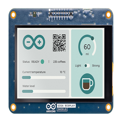 Shield Display Táctil Arduino GIGA / Pantalla TFT 3.97" 480x800 / Touch Capacitivo 5 Puntos / IMU 6 Ejes BMI270 / Micrófono Digital MEMS / LED RGB / Compatible GIGA R1 WiFi