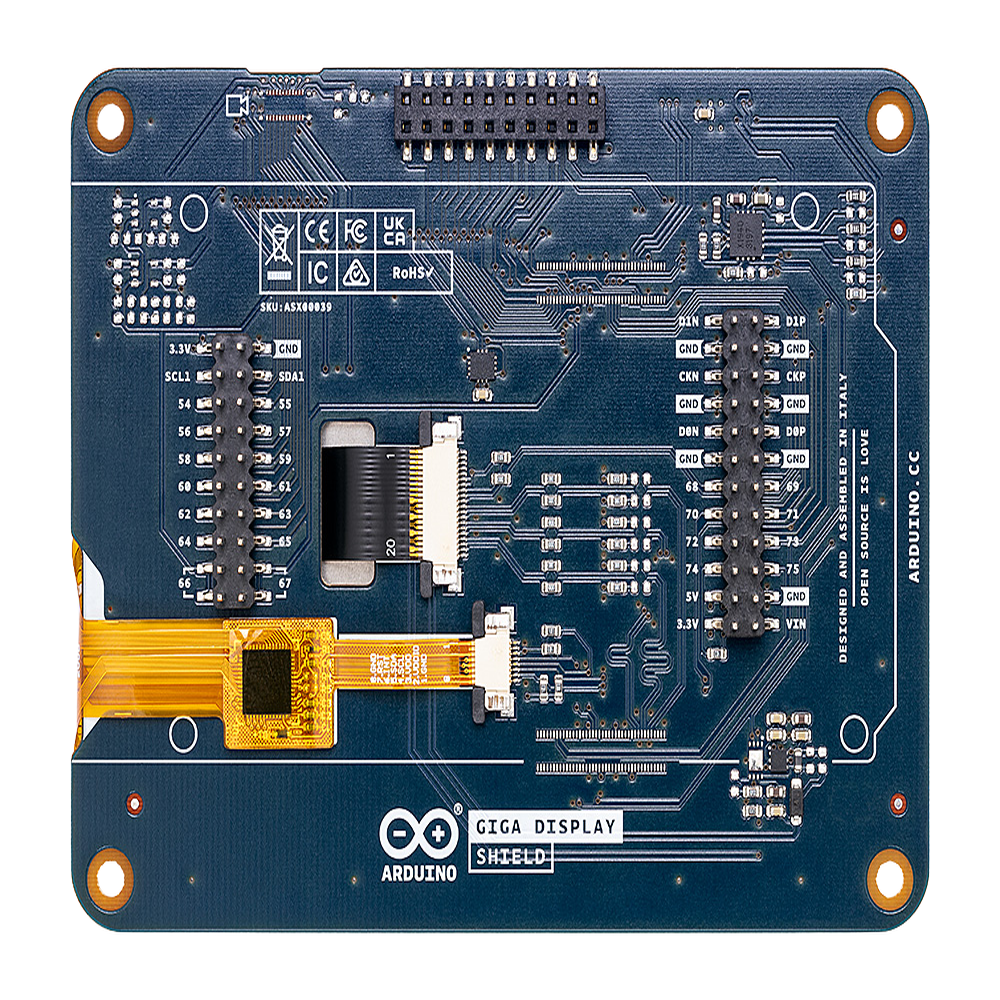 Shield Display Táctil Arduino GIGA / Pantalla TFT 3.97" 480x800 / Touch Capacitivo 5 Puntos / IMU 6 Ejes BMI270 / Micrófono Digital MEMS / LED RGB / Compatible GIGA R1 WiFi