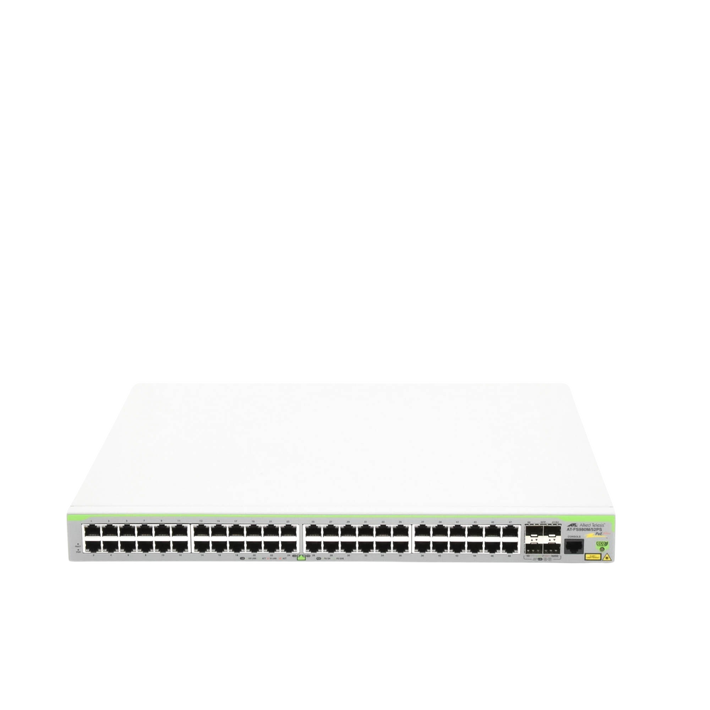 Switch PoE+ Administrable CentreCOM FS980M, Capa 3 de 48 Puertos 10/100Mbps + 4 SFP Gigabit, 375W