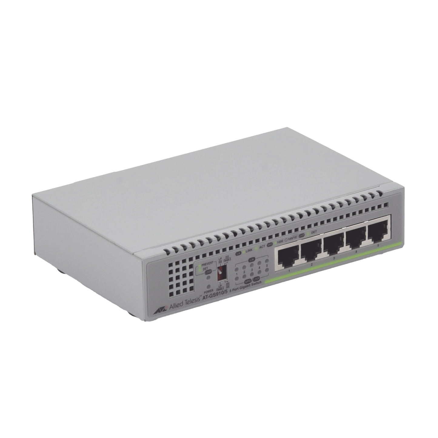 Switch Gigabit No Administrable, 5 Puertos 10/100/1000 Mbps fuente de alimentación interna