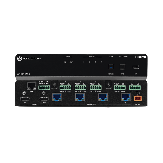 Amplificador de distribución HDBaseT 4K HDR de cuatro salidas