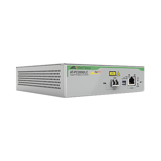 Convertidor de medios Gigabit Ethernet PoE+ a fibra óptica, conector LC, multimodo (MMF), distancia hasta 550 m