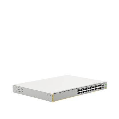 Switch inteligente de distribución o core, Stackeable, Capa 3, 24 x 1000 Mbps + 4 x SFP+ 10 G, Doble fuente de alimentación redundante