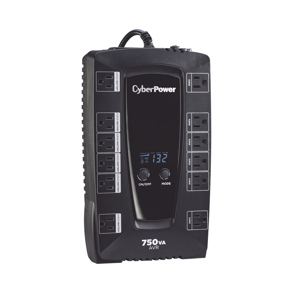 UPS de 750 VA/450 W, Topología Línea Interactiva, Entrada 120 Vca NEMA 5-15P, Tipo Gabinete Compacto, Con 12 Tomas NEMA 5-15R