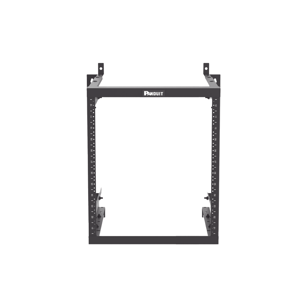 Rack PanZone® de Montaje en Pared, de 19in, Profundidad Ajustable, Rieles Numerados y Roscados #12-24, 12 UR, Color Negro