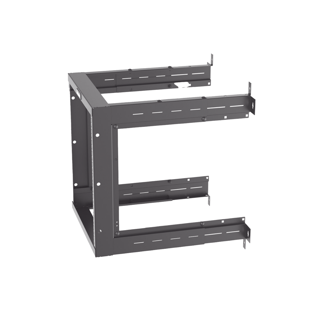 Rack PanZone® de Montaje en Pared, de 19in, Profundidad Ajustable, Rieles Numerados y Roscados #12-24, 12 UR, Color Negro