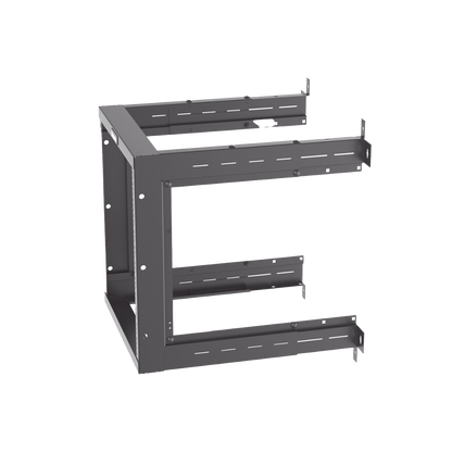 Rack PanZone® de Montaje en Pared, de 19in, Profundidad Ajustable, Rieles Numerados y Roscados #12-24, 12 UR, Color Negro