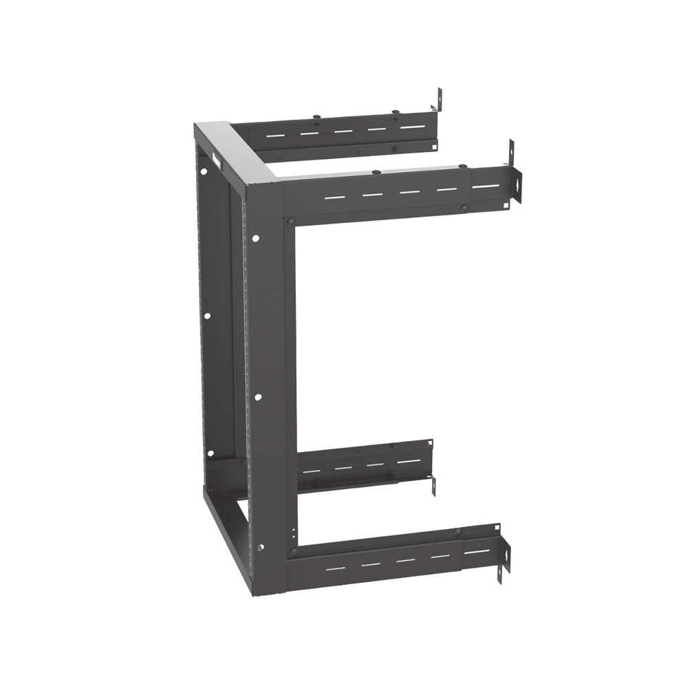 Rack PanZone® de Montaje en Pared, de 19in, Profundidad Ajustable, Rieles Numerados y Roscados #12-24, 18 UR, Color Negro
