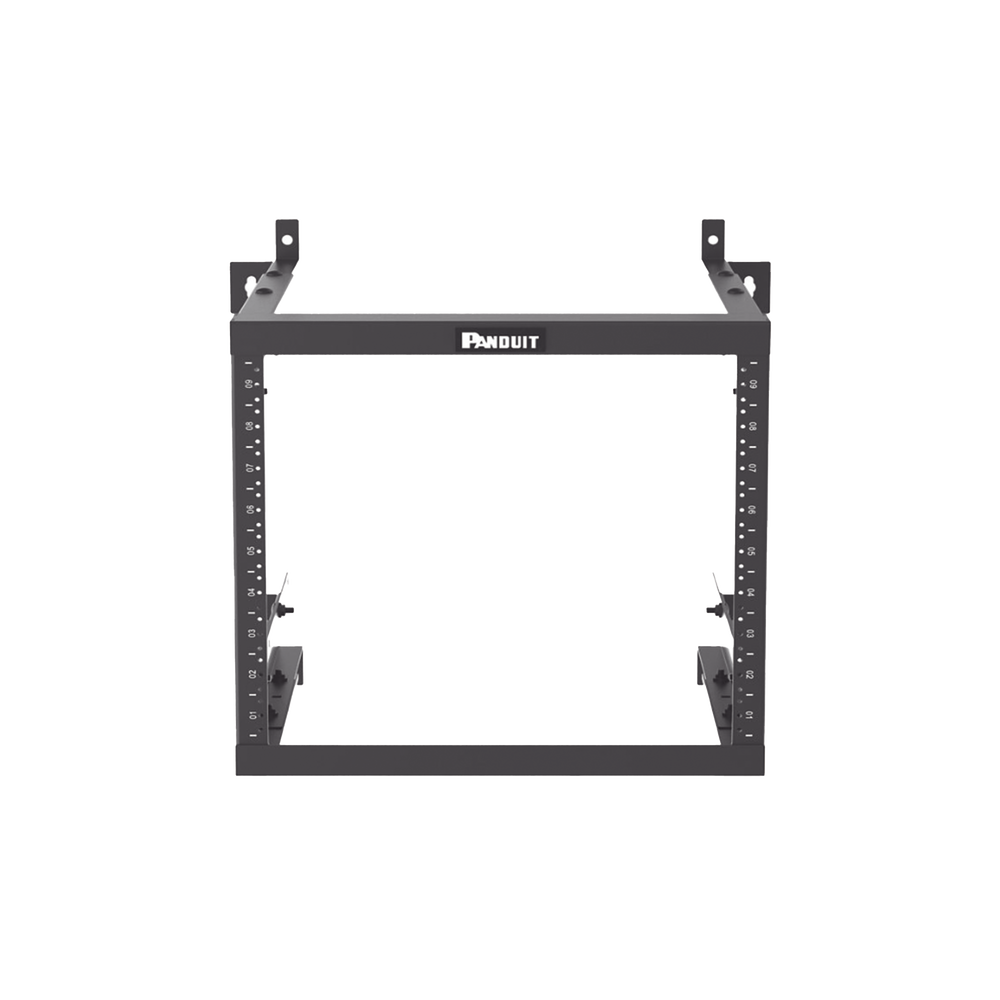 Rack PanZone® de Montaje en Pared, de 19in, Profundidad Ajustable, Rieles Numerados y Roscados #12-24, 9 UR, Color Negro