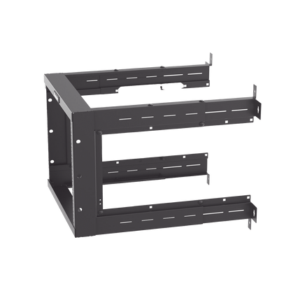 Rack PanZone® de Montaje en Pared, de 19in, Profundidad Ajustable, Rieles Numerados y Roscados #12-24, 9 UR, Color Negro