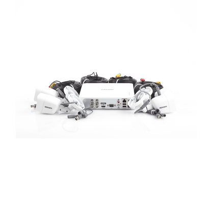 (MICRÓFONO Integrado) Kit TurboHD 1080p Lite / DVR 4 canales / Audio por Coaxitron / 4 Cámaras Bala de Metal con Micrófono Integrado