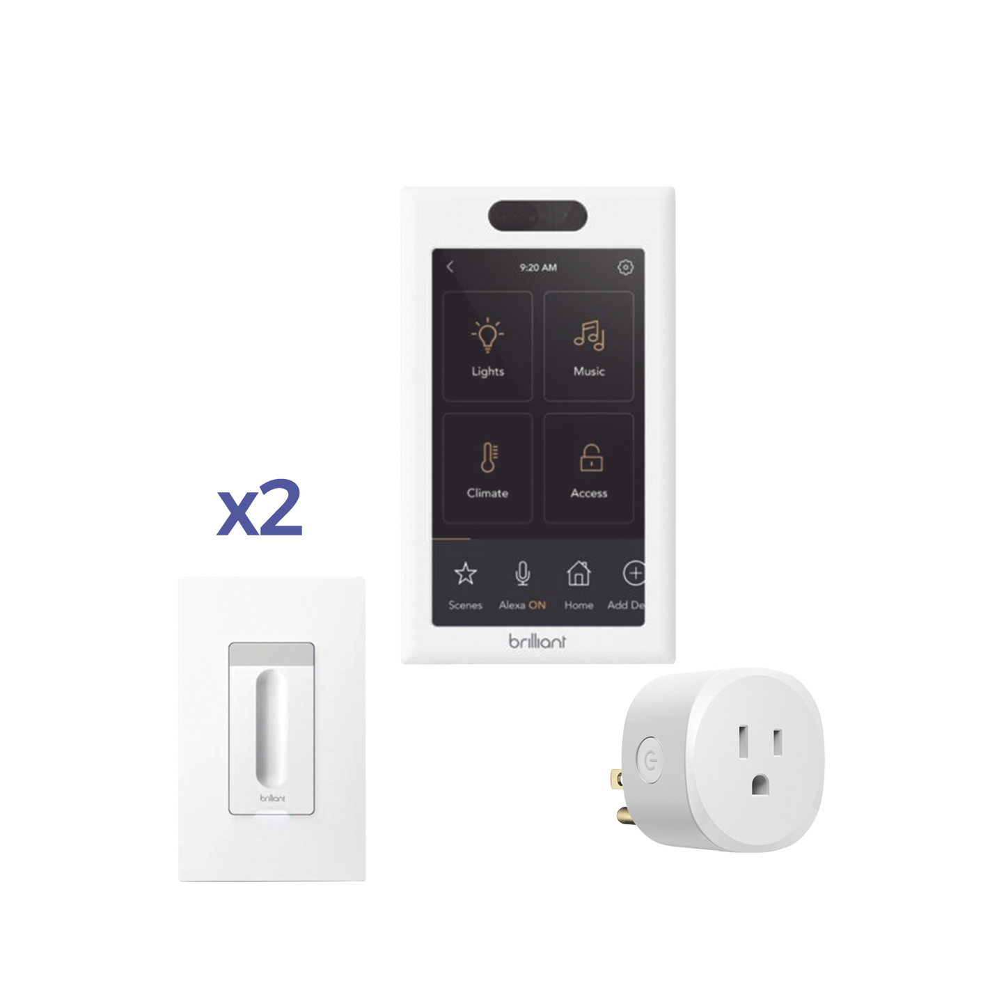 KIT 1 Pantalla de control touch, 2 Apagadores dimmer y 1 Plug in
