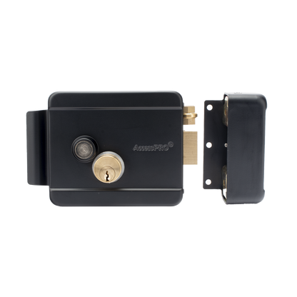 Cerradura Eléctrica con Botón de Salida / Incluye Llave  / Exterior / Derecha / Color Negro