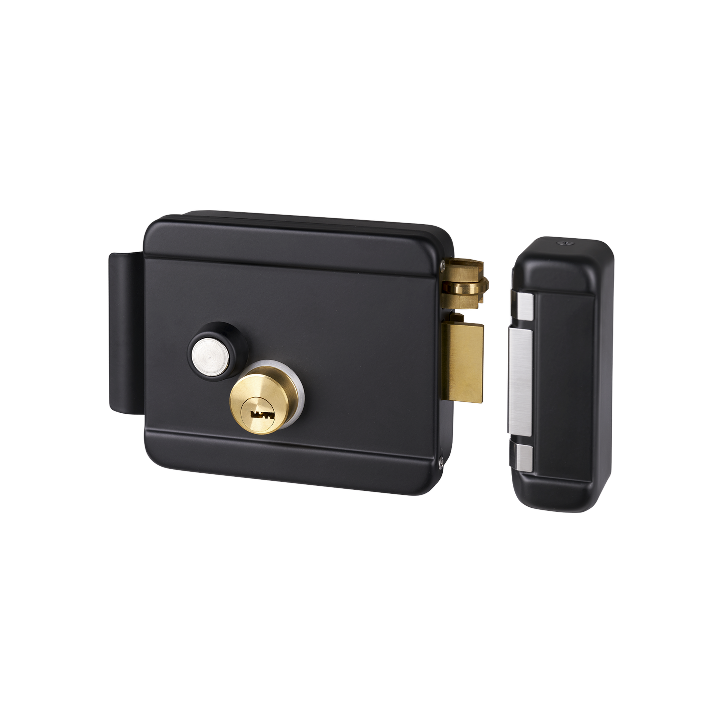 Cerradura Eléctrica con Botón de Salida / Incluye Llave  / Exterior / Derecha / Color Negro