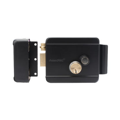 Cerradura Eléctrica con Botón de Salida / Incluye Llave  / Exterior / Izquierda / Color Negro
