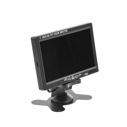 Monitor 7" TFT-LCD ideal para colocar en vehículos o DVR/NVR.  Entradas de video HDMI, VGA y RCA (CVBS)