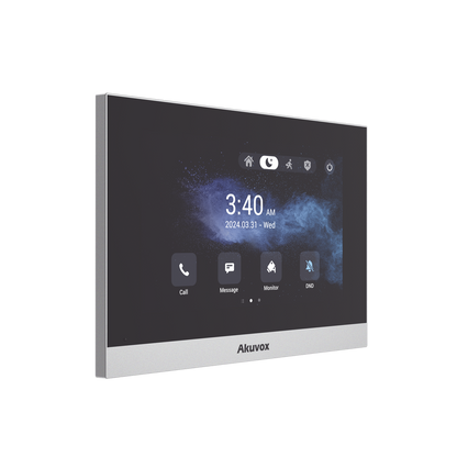 Monitor ANDROID / Soporta APP Android / Pantalla Touch Screen LCD 7" / WiFi / Punto WIFI / Bluetooth / PoE / SIP / 8 Entradas de Alarma / 1 Salida de Relé / Comunicación con App de Familiares / Administración 100 % en la Nube