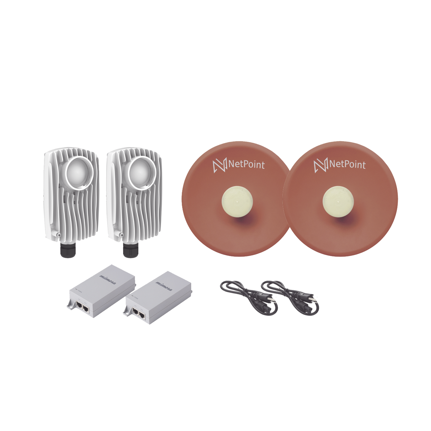 Kit de 2 radios C6X con antenas NPPROS2PACK (27 dBi), rango de frecuencia extendida (5.9 a 6.4 GHz), incluye inyector POE  y cable de alimentaciÃ³n
