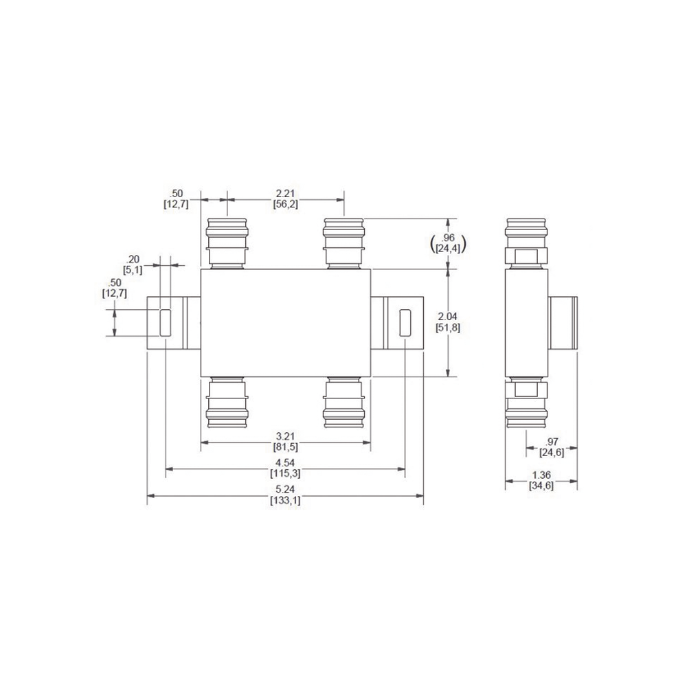Acoplador hibrido 2x2 617-5925MHz 100W -161dBc 4.3 -10 IP67