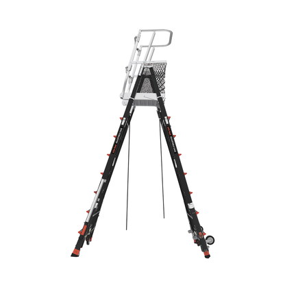 Escalera de Fibra de Vidrio  con Jaula de 8'-14' (2.44 - 4.27 m). Con Ajuste en Ruedas (RATCHET™ Leveler) (SKU:18515-817).
