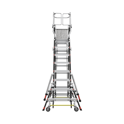 Escalera de Fibra de Vidrio  con Jaula de 8'-14' (2.44 - 4.27 m). Con Ajuste en Ruedas (RATCHET™ Leveler) (SKU:18515-817).